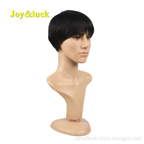 Wholesale Price Men's 6 inch Short Black Wig for Men Party Male Hair Style Daily or Cosplay Natural Straight Synthetic Wigs